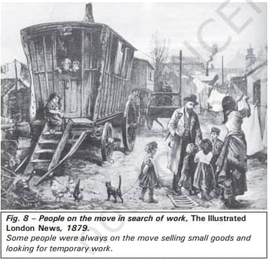 Hand Labour and Steam Power: People on the move in search of work, The Illustrated London News, 1879