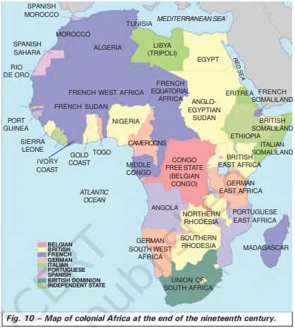 Map of colonial Africa at the end of the nineteenth century - Role of Technology