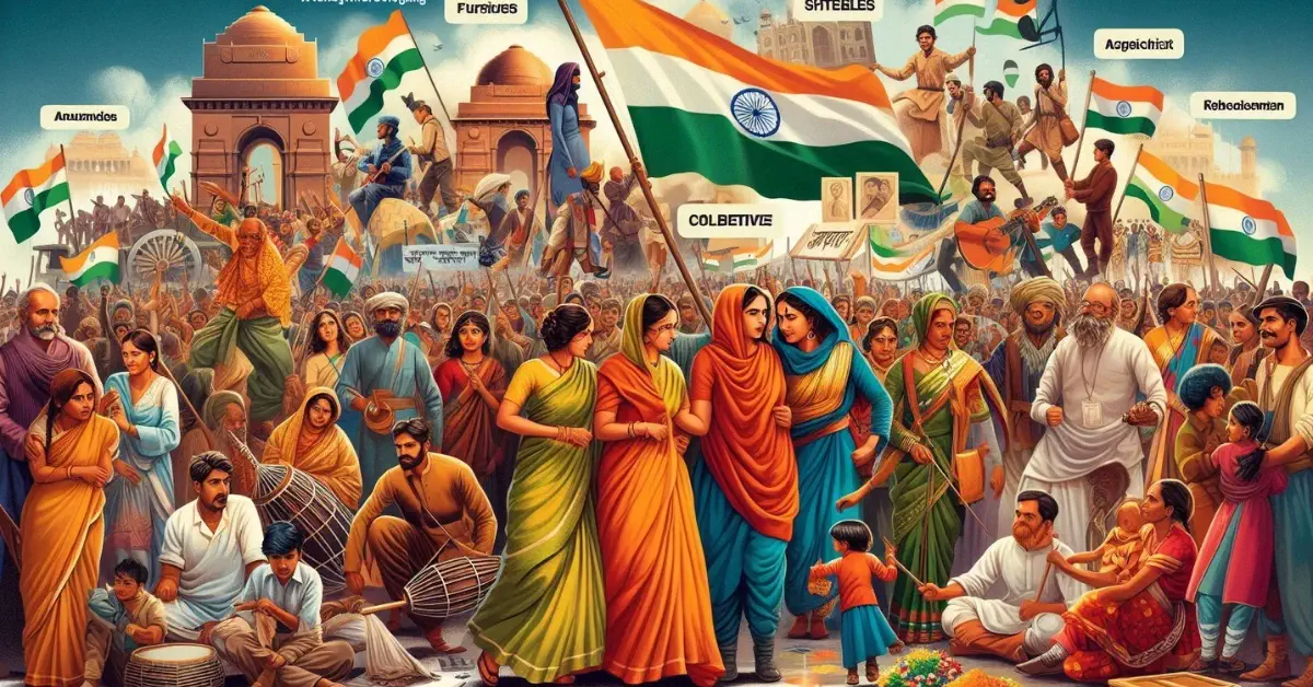How did people belonging to different communities, regions, or language groups develop a sense of collective belonging in India?