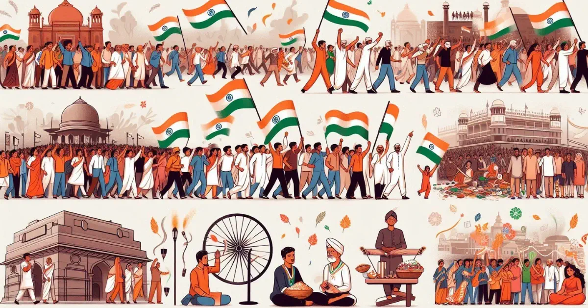 How did people in India develop a sense of collective belonging during the national movement Explain with examples?