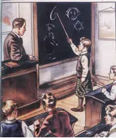 Classroom scene depicting a lesson on racial anti-Semitism - NCERT History Class 9 Chapter 3 Notes - Youth in Nazi Germany - E-book NCERT