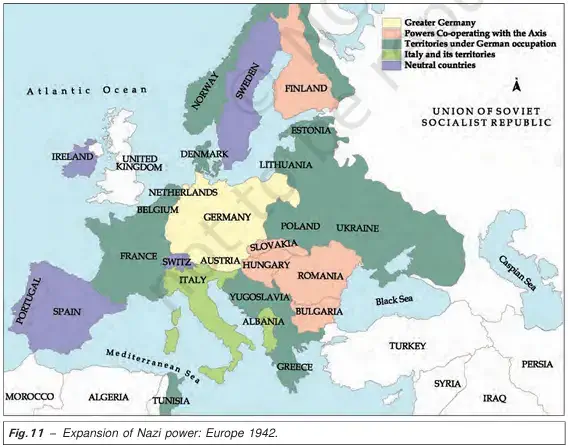 Expansion of Nazi power - Europe 1942 - Hitler’s Rise to Power - Ebook NCERT