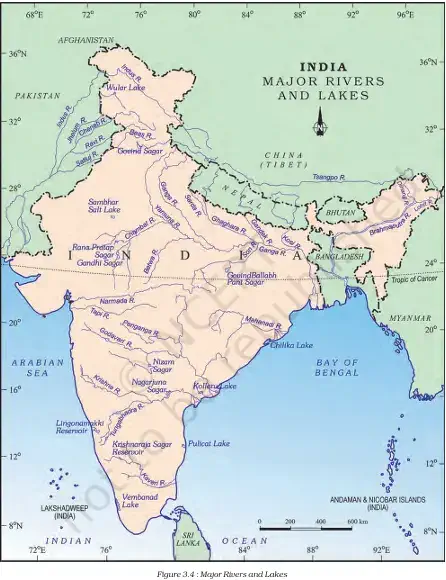 Major Rivers and Lakes - NCERT Geography Class 9 Chapter 3 Drainage Systems In India Notes & PDF - Ebook NCERT