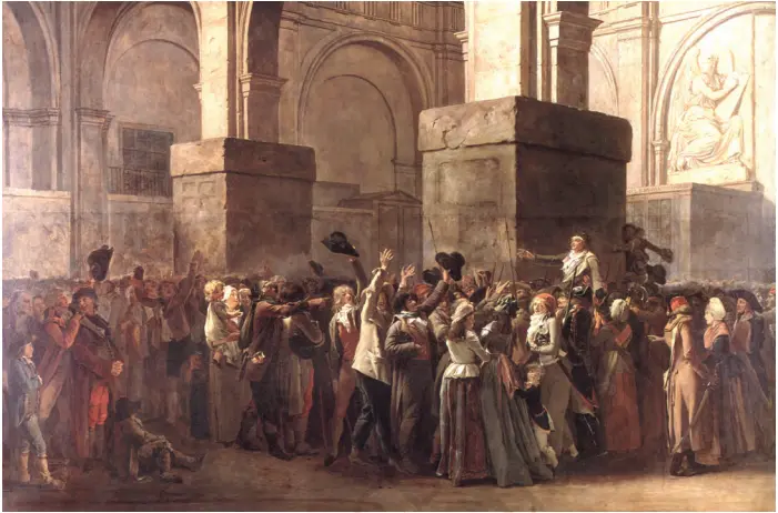 Marat addressing the people. This is a painting by Louis-Leopold Boilly - The Revolution and Everyday Life - E-book NCERT