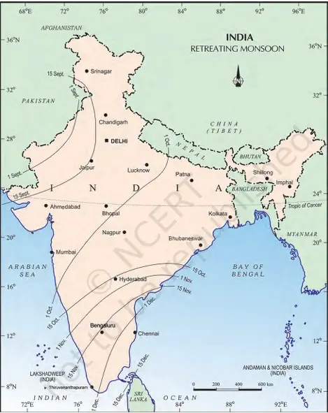 Retreating Post Monsoons - The Transition Season - NCERT Geography Class 9 Chapter 4 The Seasons Notes & PDF - Ebook NCERT
