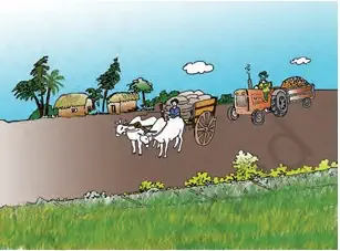Scene of a village - NCERT Economics Class 9 Chapter 1 Organisation of Production Notes & PDF - E-book NCERT