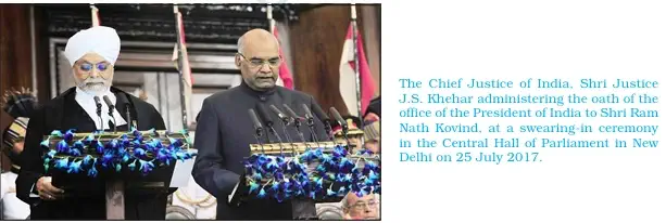 The Chief Justice of India administering the oath of the office of the President of India - E-book NCERT