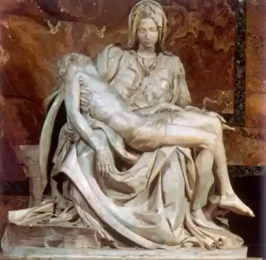 'The Pieta' by Michelangelo depicts Mary holding the body of Jesus - Artists and Realism Class 11 - Concept, MCQs & Notes PDF - E-book NCERT